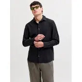 Jack & Jones Esummer Linen Blend Long Sleeve Shirt Noir XS Homme