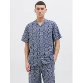 Jack & Jones Chemise 'JORSeersucker' bleu marine / blanc