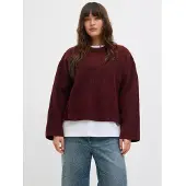 JJXX Pull en tricot Sigga col rond Femme Cabernet