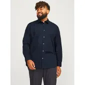 Jack & Jones Joe Plain Plus Size Long Sleeve Shirt Bleu 7XL / Regular Homme