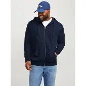 Jack & Jones Basic Plus Size Full Zip Sweatshirt Bleu 3XL Homme