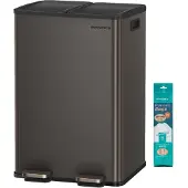 Songmics Mülleimer mit 2 Fächern und Softclose-Deckel, Poubelle, Gris