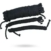 Bad Kitty - kit de cordes de bondage (20 m + 2 x 3 m, noir)