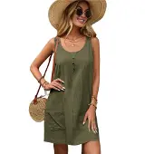 Semoic Robe d'été sans manches pour femme avec poche