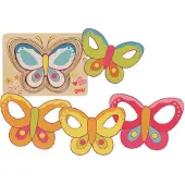 Goki Puzzle en bois à étages Papillon, 5pcs.