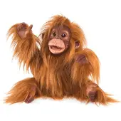 Folkmanis Marionnette main b b orang-outan orange-marron