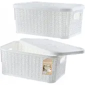 Kadax Panier 6L Récipient avec Couvercle Blanc 2 pcs