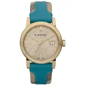 Burberry Montre The City pour femme, dorée et turquoise