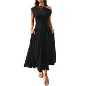 Semoic Robe longue sans manches pour femme, été 2025, One Shou