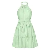 Melitt Robe Dos Nu Sans Manches à Volants Vert L