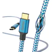 Hama Câble de charge "Reflective", USB-C - USB-C, 1,5 m, nylon, bleu