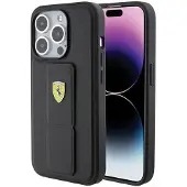 Ferrari Étui rigide avec support et logo en métal pour iPhone 15 Pro Max 6,7" Noir - FEHCP15XGSPSIK