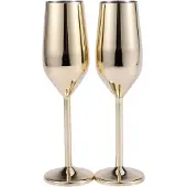 Semoic Lot de 2 flûtes à champagne incassables en acier inoxydable