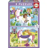 Educa Puzzle Fantastique - - Licornes et Fées - 2x20 pièces - Pour Enfant