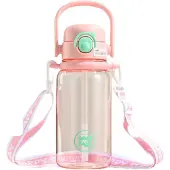 Semoic Bouteille d'eau grande capacité 1000 ml avec paille