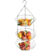 Semoic Panier à fruits suspendu Iron Art 3 couches avec plateau