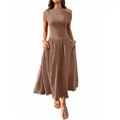 Semoic Robe longue sans manches pour femme, été 2025, One Shou