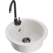 Mexen Evier en granit Diego avec mitigeur Telma, blanc (6512-20-670200-70)