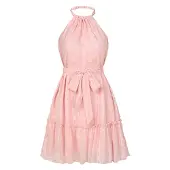Jojomino Robe dos nu sans manches à volants rose M