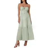 Semoic Robe d'été longue décontractée à bretelles spaghetti pour femme