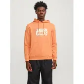 Jack & Jones Map Logo Hoodie Orange S Homme