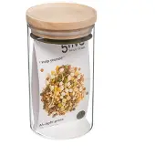 5five Simply Smart Bocal en verre avec couvercle en bois « hermet » 1 l - 5 five simply smart