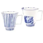 Heinen Delfts Blauw - Tasse « Tulipe rayée » (grande, lot de 2)