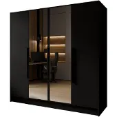 MargaretHadas24 Armoire Goya II 200 cm avec miroir (noir, poignées noires)