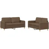 vidaXL Ensemble de canapés 2 pcs avec coussins Marron Tissu