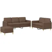 Syfax Ensemble de canapés 3 pcs avec coussins Marron Tissu