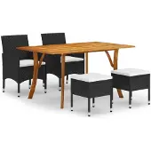 Syfax Ensemble à manger de jardin 5 pcs Noir