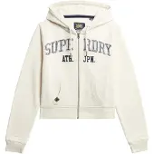Superdry Atheltic Essential Relaxed Fit Cropped Full Zip Sweatshirt Blanc S Femme