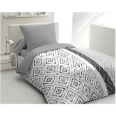 HOME LINGE PASSION Set de linge de lit en microfibres ETHNO - 1 housse de couette 140 x 200 cm + 1 taie d'oreiller 63 x 63 cm -