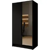 MargaretHadas24 Armoire Goya II 100 cm avec miroir (noir, poignées noires)