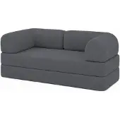 Bananair Canapé lit compressé modulable en velours côtelé 90x180 cm gris
