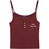 Superdry Athletics Essentials Button Down Cami Sleeveless Top Rouge XS Femme