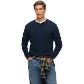 Superdry Vle Mid Weight Henley Long Sleeve T-shirt Bleu S Homme