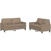 vidaXL Ensemble de canapés 2 pièces avec coussins Cappuccino-Brun Similicuir