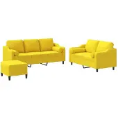 vidaXL Ensemble de canapés 3 pièces avec coussins Tissu jaune clair