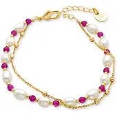 Luxenter Bracelet en perle blanche avec finition en or jaune 18 carats - Zawind