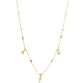 Luxenter Collier en argent sterling 925 et cristal multicolore avec finition en or jaune 18 carats - Kaiquia