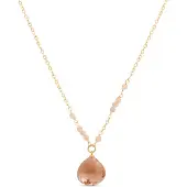 Luxenter Collier en quartz fumé hydrothermal avec finition en or jaune 18 carats - Zoqoyi