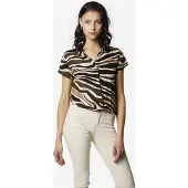 KOROSHI Chemisier beige / marron / brocart / noir
