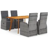 Syfax Ensemble à manger de jardin 5 pcs Gris