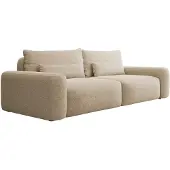 Selsey Carnos - Canapé-lit 3 places, tissu chenille beige, pieds noirs