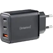 Intenso Adaptateur secteur W65ACC, chargeur USB avec 1 port USB-A et 2 ports USB-C, noir