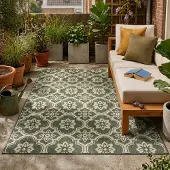 FRAAI Tapis d’extérieur – Rio Flower Vert | 80x150cm | Vert | Rectangulaire | Tapis