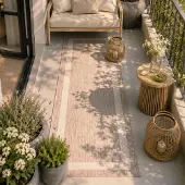 FRAAI Tapis de balcon | Sierra Border Beige/Crème | 80x180cm | Crème | Tapis de couloir | Tapis