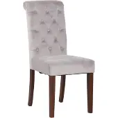CLP Chaise de salle à manger Lisburn, avec dossier de style Chesterfield, couleur gris, revêtue en velours