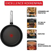 Tefal Excellence G3200702, Poêle ronde polyvalente, Noire, Aluminium, Indicateur de température, Revêtement céramique, Électrique, Gaz, Halogène, Induction, Fond hermétique